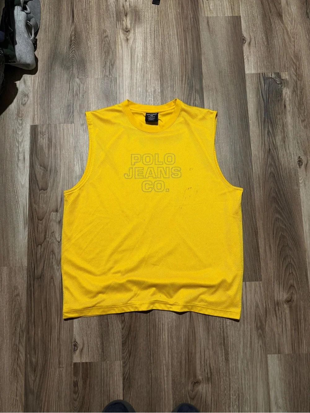 Vintage 90’s Polo Jeans Co. Ralph Lauren Yellow Mesh Tank Top • Size L